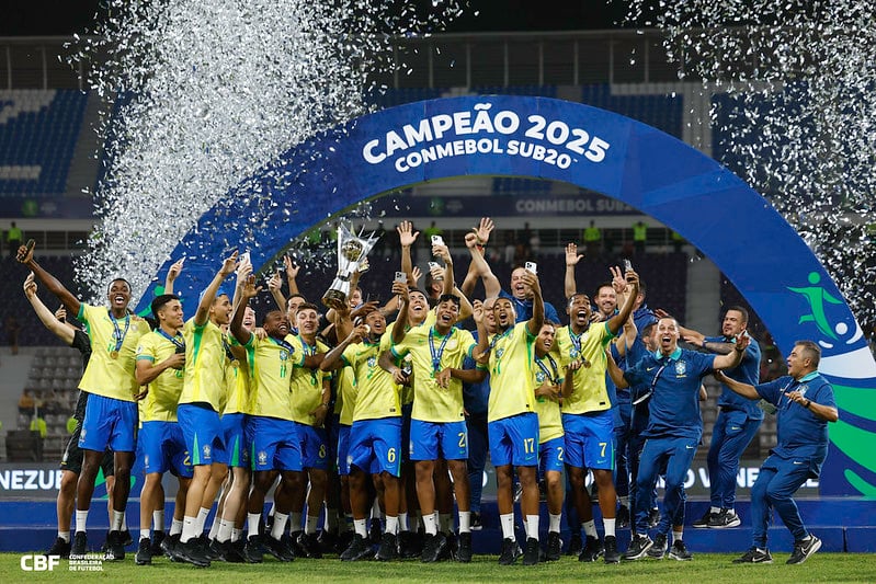 Seleção Brasileira Sub-20 enfrenta o Chile pelo Sul-Americano 2025 na cidade de Puerto La Cruz nesse domingo 16/02. Foto: RAFAEL RIBEIRO/CBF